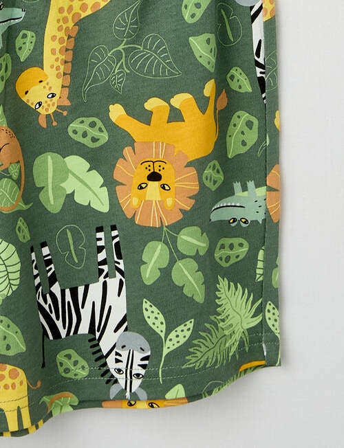 Sleep Mode Wild Safari Knit Short PJ Set, Lime, 3-8 product photo View 03 L