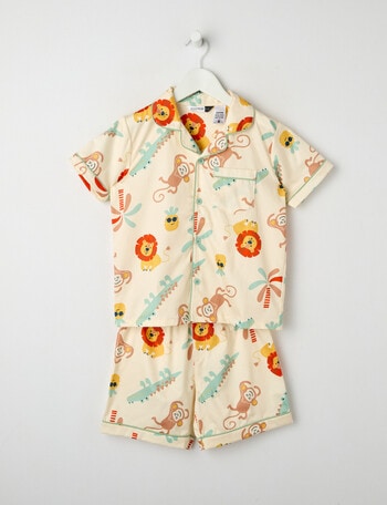 Sleep Mode Safari Woven PJ Set, Stone, 2-8 product photo