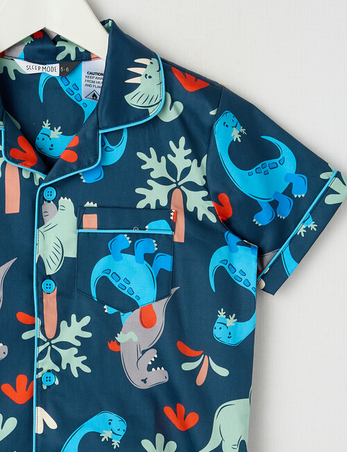 Sleep Mode Dino Woven PJ Set, Navy, 2-8 product photo View 02 L