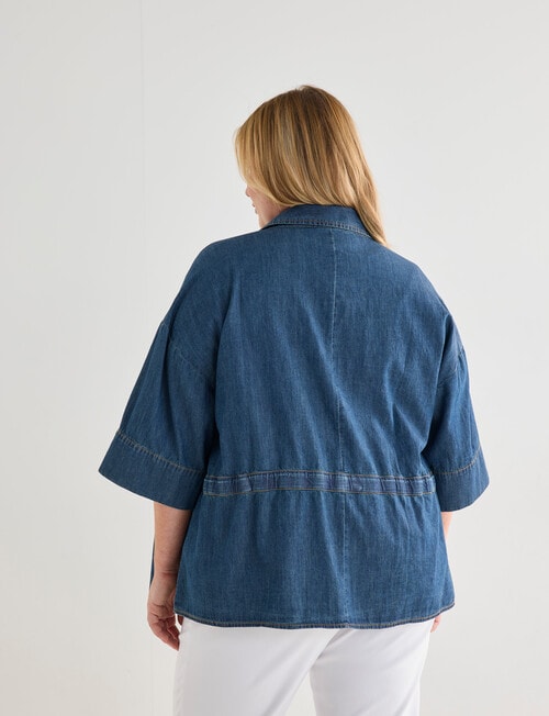 Studio Curve Button Through Shacket, Chambray product photo View 02 L