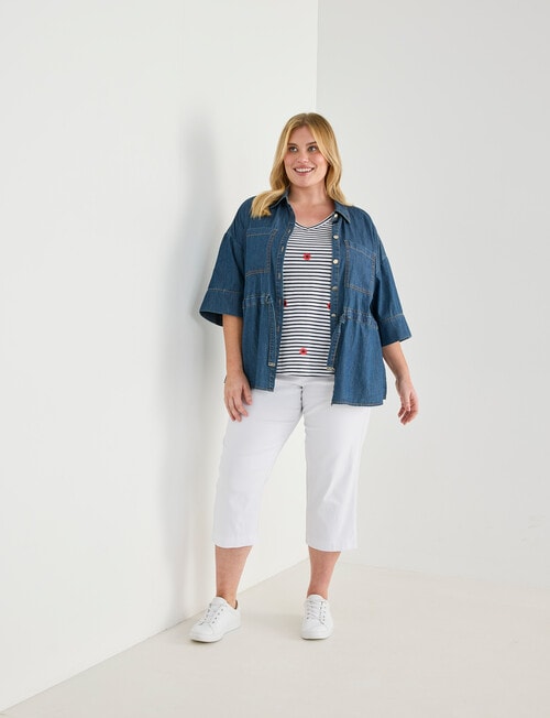 Studio Curve Button Through Shacket, Chambray product photo View 03 L