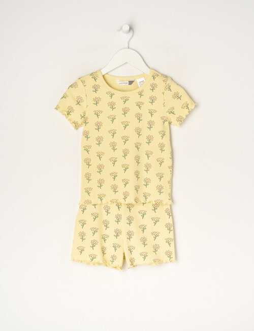 Sleep Mode Daisy Rib PJ Set, Lemon, 2-8 product photo