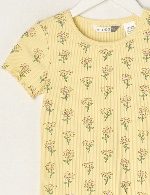 Sleep Mode Daisy Rib PJ Set, Lemon, 2-8 product photo View 02 L
