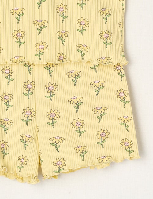 Sleep Mode Daisy Rib PJ Set, Lemon, 2-8 product photo View 03 L