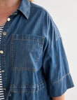 Studio Curve Button Through Shacket, Chambray product photo View 05 S
