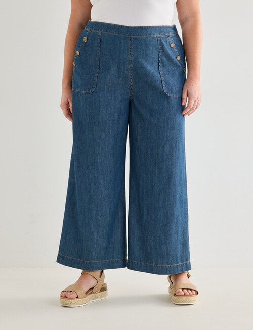Studio Curve Wide Leg Crop Pants, Chambray product photo