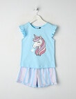 Sleep Mode Unicorn Stripe Knit & Woven PJ Set, Sky, 2-8 product photo