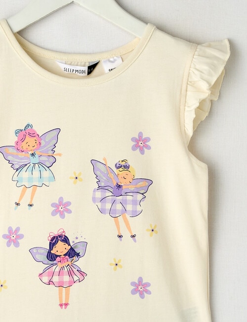 Sleep Mode Fairies Gingham Knit & Woven PJ Set, White & Lilac, 2-8 product photo View 02 L