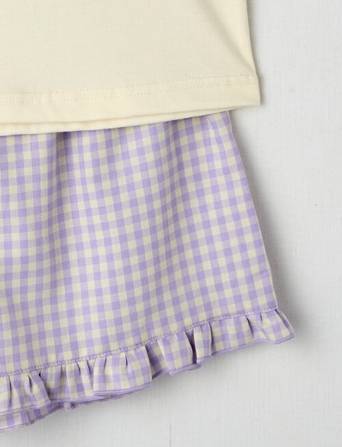 Sleep Mode Fairies Gingham Knit & Woven PJ Set, White & Lilac, 2-8 product photo View 03 L