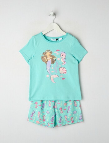 Sleep Mode Under the Sea Knit & Woven PJ Set, Mint, 2-8 product photo