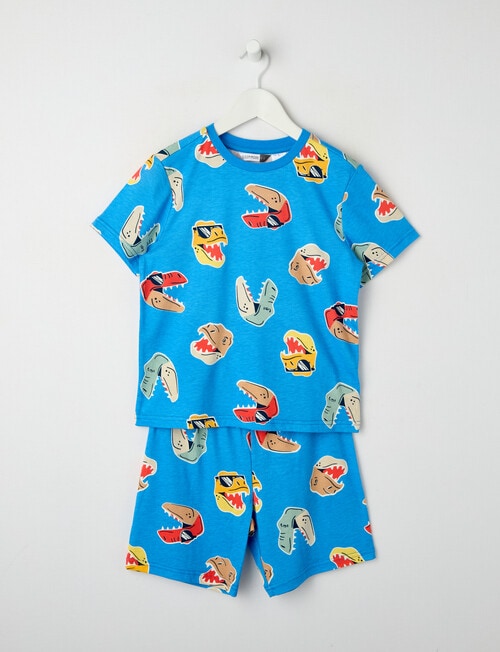 Sleep Mode Glow Dino Knit Short PJ Set, Blue, 3-8 product photo