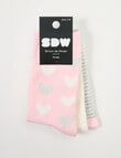 Simon De Winter Hearts Crew Socks, 3-Pack, Pink product photo View 02 S