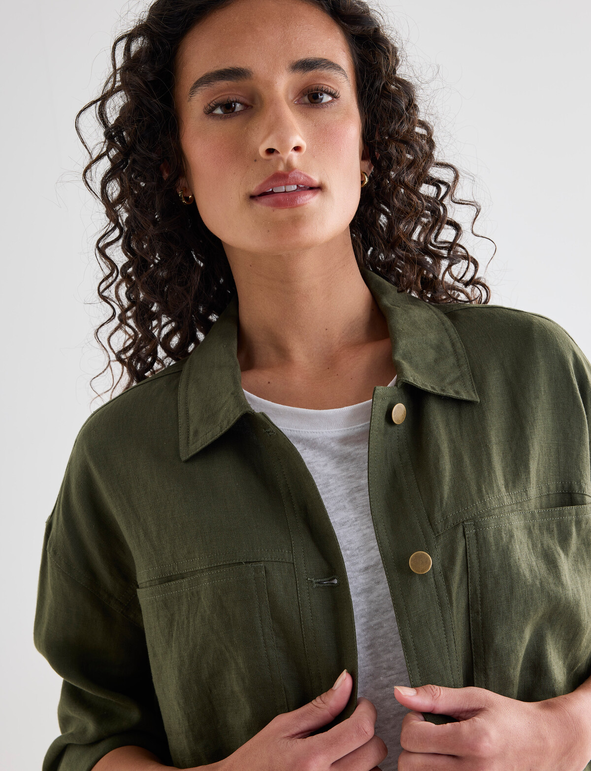 Zest Linen Boxy Jacket, Olive Coats Jackets