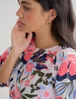 Zest Linen Floral Print 3/4 Sleeve Dress, Pink product photo View 04 S