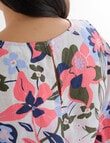 Zest Linen Floral Print 3/4 Sleeve Dress, Pink product photo View 05 S