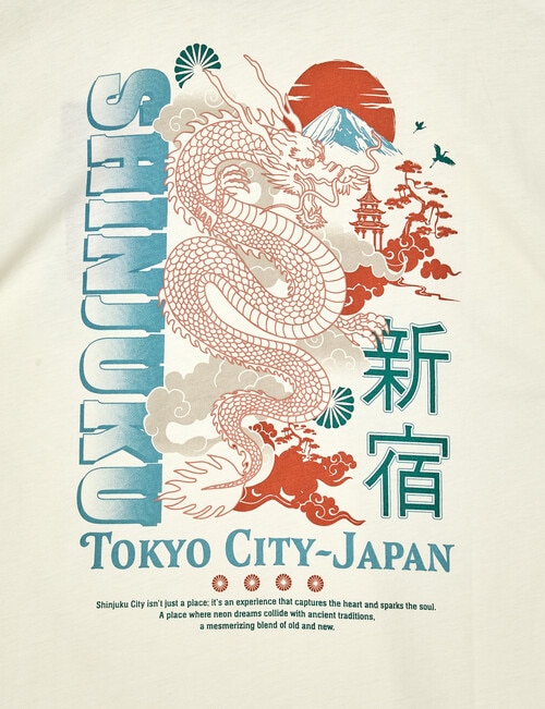 No Issue Tokyo Dragon Short Sleeve Tee, Rice product photo View 03 L