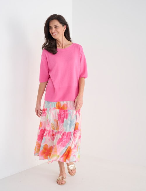 Ella J Boxy Knit Jumper, Pink product photo View 03 L