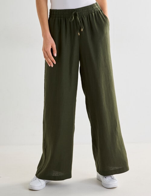 Zest Linen Palazzo Pant, Olive product photo View 03 L