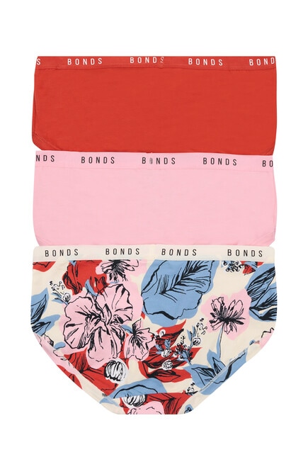 Bonds Tails Midi Brief, 3-Pack, Bloom, Red & Flower product photo View 02 L