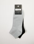 Simon De Winter Metallic Rib Quarter Crew Socks, 2-Pack, Grey & Black product photo View 02 S