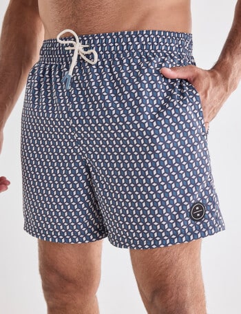 Gasoline Geometric Swimshort, Blue product photo