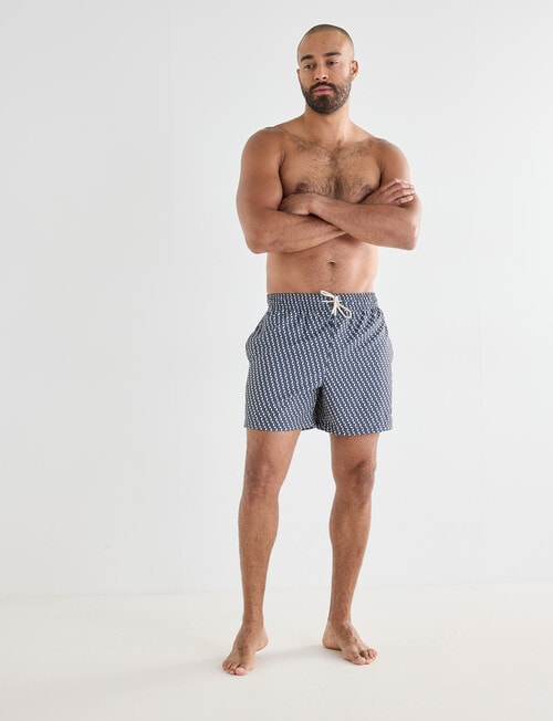 Gasoline Geometric Swimshort, Blue product photo View 03 L