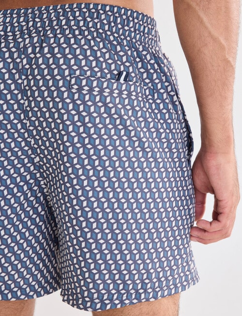 Gasoline Geometric Swimshort, Blue product photo View 06 L