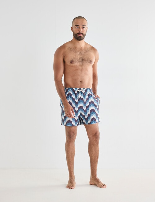 Gasoline Wavey Swimshort, Blue product photo View 03 L