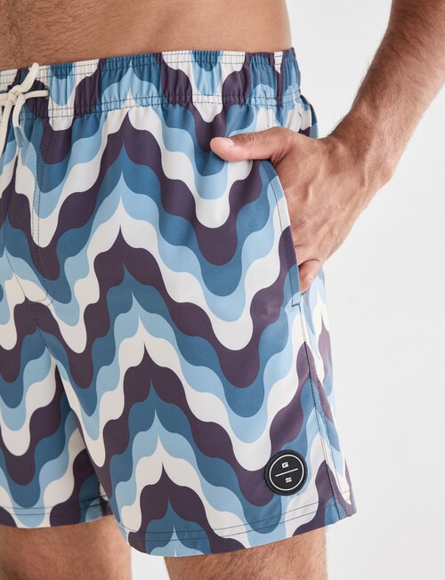 Gasoline Wavey Swimshort, Blue product photo View 04 L