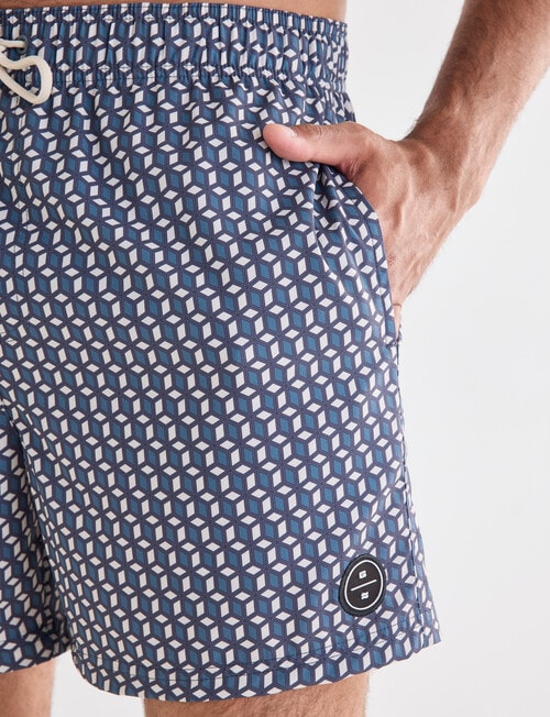 Gasoline Geometric Swimshort, Blue product photo View 04 L