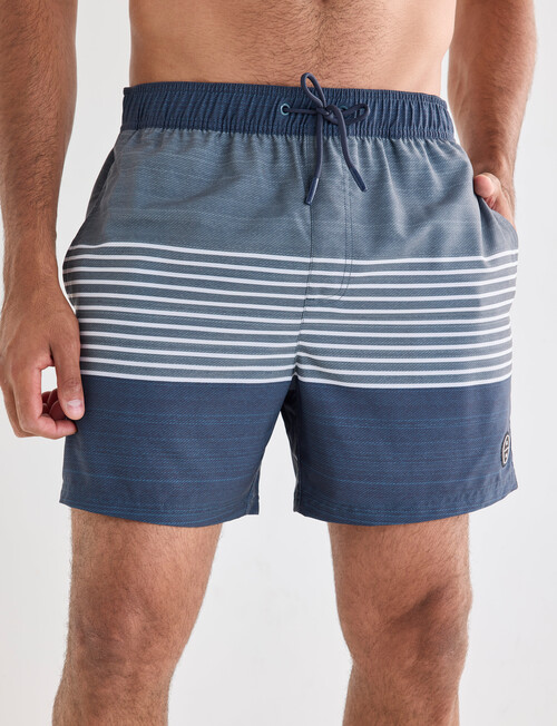 Gasoline Tri Stripe Swimshort, Blue product photo