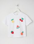 Mac & Ellie Crochet Fruit Short Sleeve Boxy Tee, White product photo
