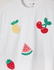 Mac & Ellie Crochet Fruit Short Sleeve Boxy Tee, White product photo View 03 S