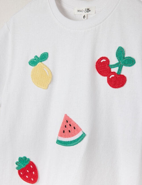 Mac & Ellie Crochet Fruit Short Sleeve Boxy Tee, White product photo View 03 L
