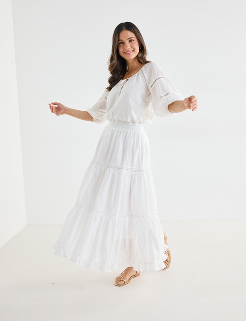 Whistle Tiered Detail Skirt, White product photo View 03 L