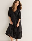 Whistle V-Neck Midi Dress, Black product photo