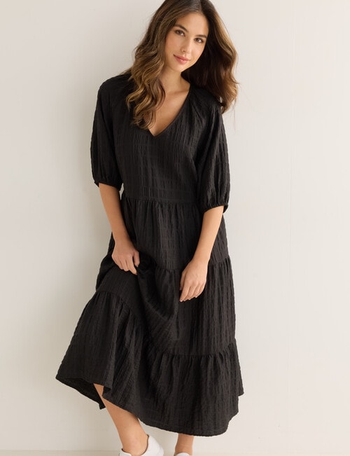 Whistle V-Neck Midi Dress, Black product photo