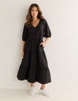 Whistle V-Neck Midi Dress, Black product photo View 03 S