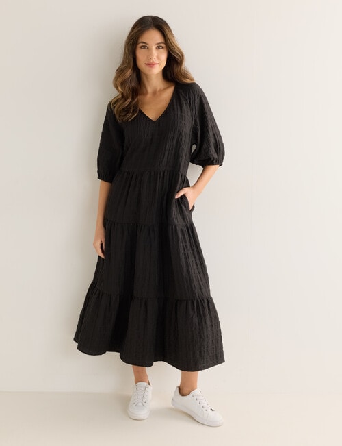 Whistle V-Neck Midi Dress, Black product photo View 03 L