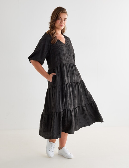 Whistle V-Neck Midi Dress, Black product photo View 13 L