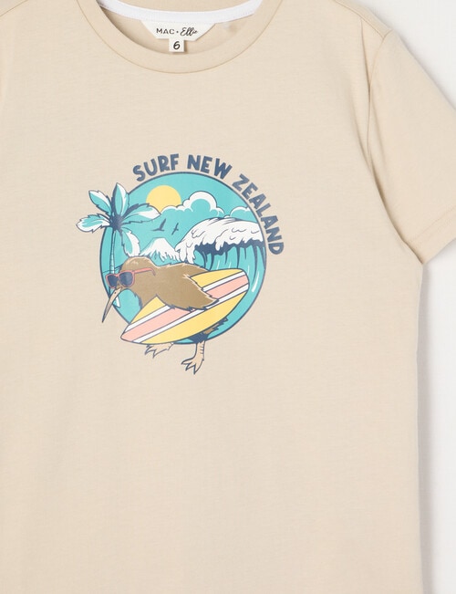 Mac & Ellie Kiwiana Surf NZ Short Sleeve, Stone product photo View 02 L
