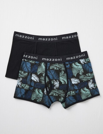 Mazzoni Open Front Print Trunk, 2-Pack, Palm Print & Plain Black product photo