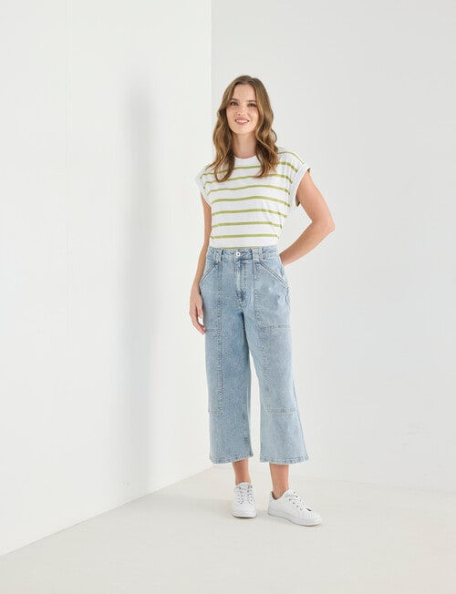 Denim Republic Utility Crop Jean, Light Wash product photo View 03 L