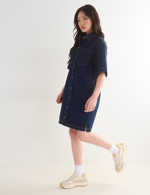 Denim Republic Shirt Dress, Rinse product photo View 03 L