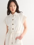 Denim Republic Belted Dress, Ecru product photo