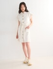 Denim Republic Belted Dress, Ecru product photo View 03 S