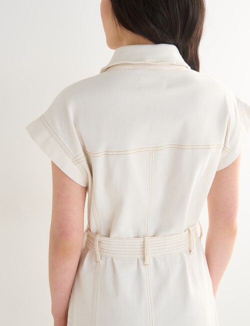 Denim Republic Belted Dress, Ecru product photo View 07 L