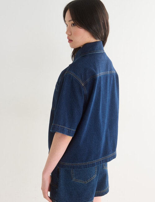 Denim Republic Short Sleeve Overshirt, Rinse product photo View 02 L
