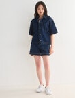 Denim Republic Short Sleeve Overshirt, Rinse product photo View 03 S