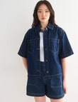 Denim Republic Short Sleeve Overshirt, Rinse product photo View 05 S